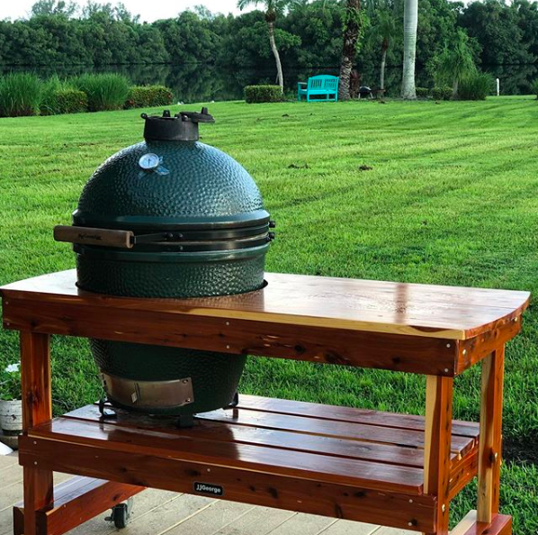 JJGeorge Table for large big green egg with metal table nest