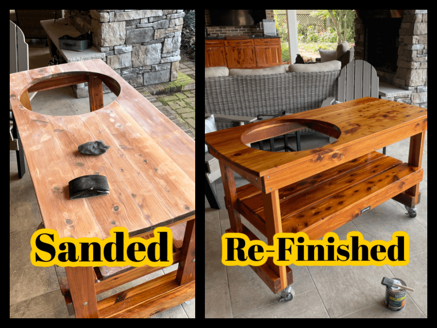 Refinishing a JJGeorge Big Green Egg Table